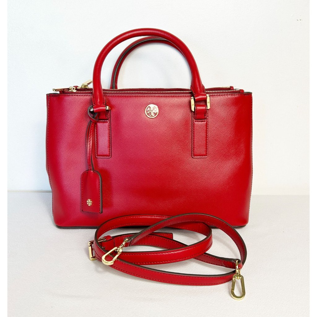 Tory Burch Saffiano Leather Robinson Double Zip Tote In Limited Edition Red - Ne